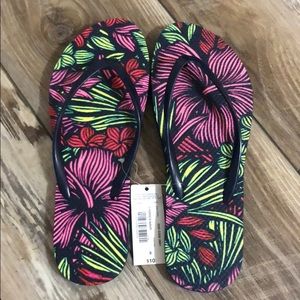 tropics navy flip flops